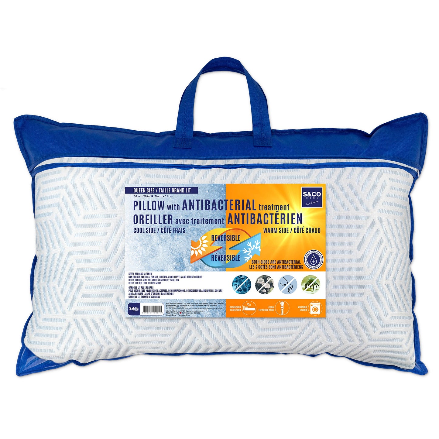 Knitted Antibacterial Cold And Hot Hotel Collection Queen Pillow 30x30 White
