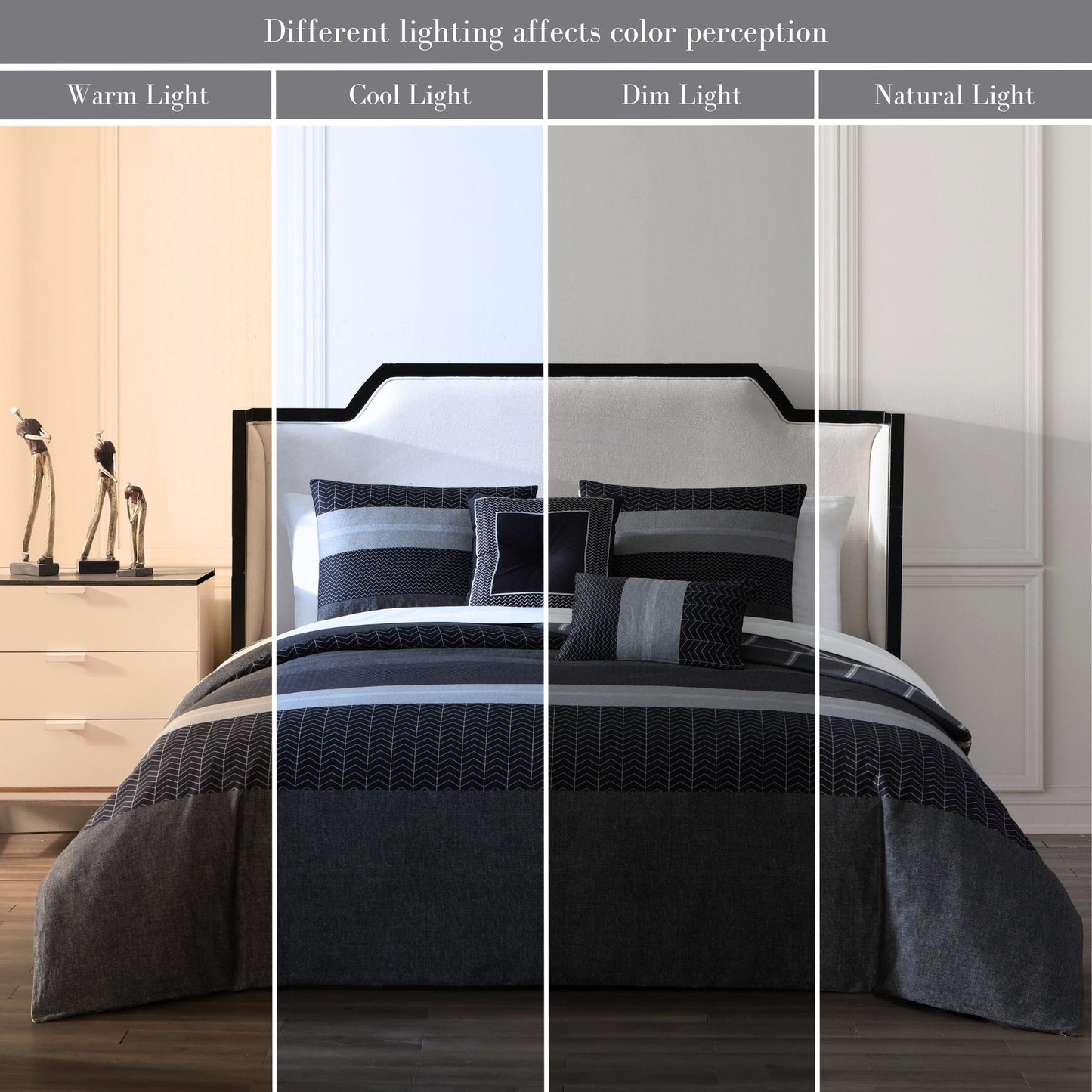 Men's Style 5-Piece Black Cotton Reversible Comforter Collection