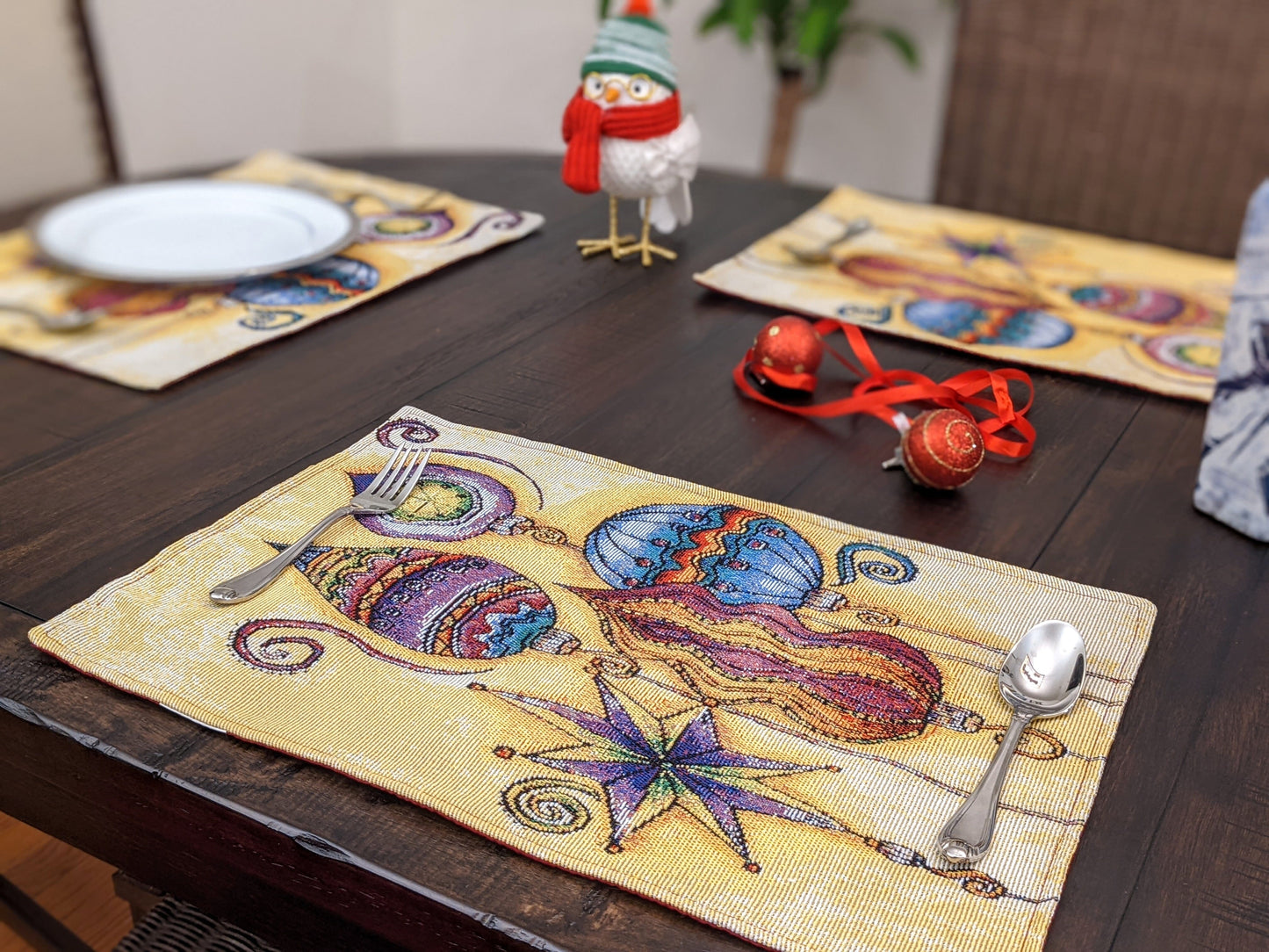 Set of 4 Starry Bohemian Lantern Ornaments Christmas Tapestry Placemats 13 x 19