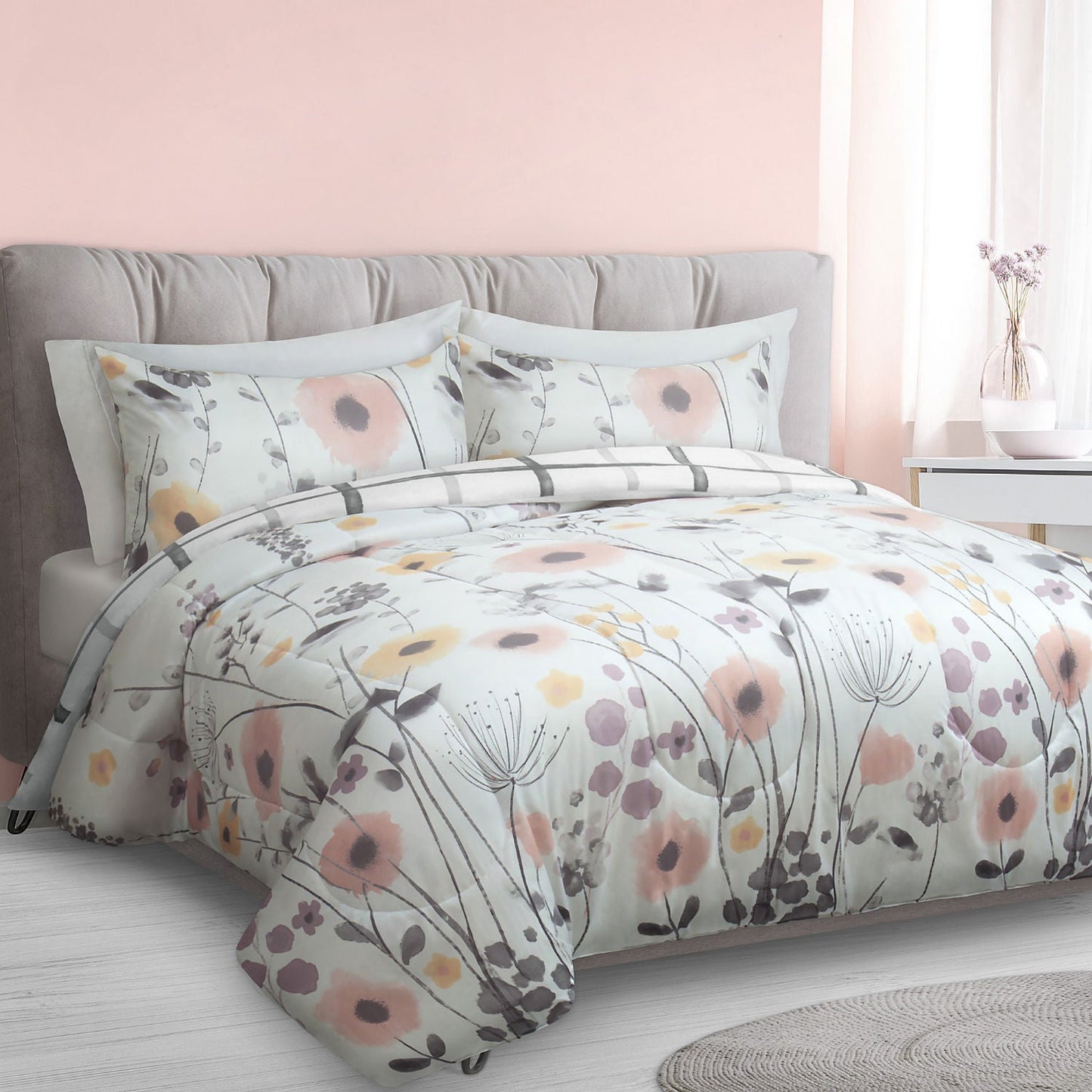 Mirabella 3 Piece Woven Comforter Bedding Set Double Queen