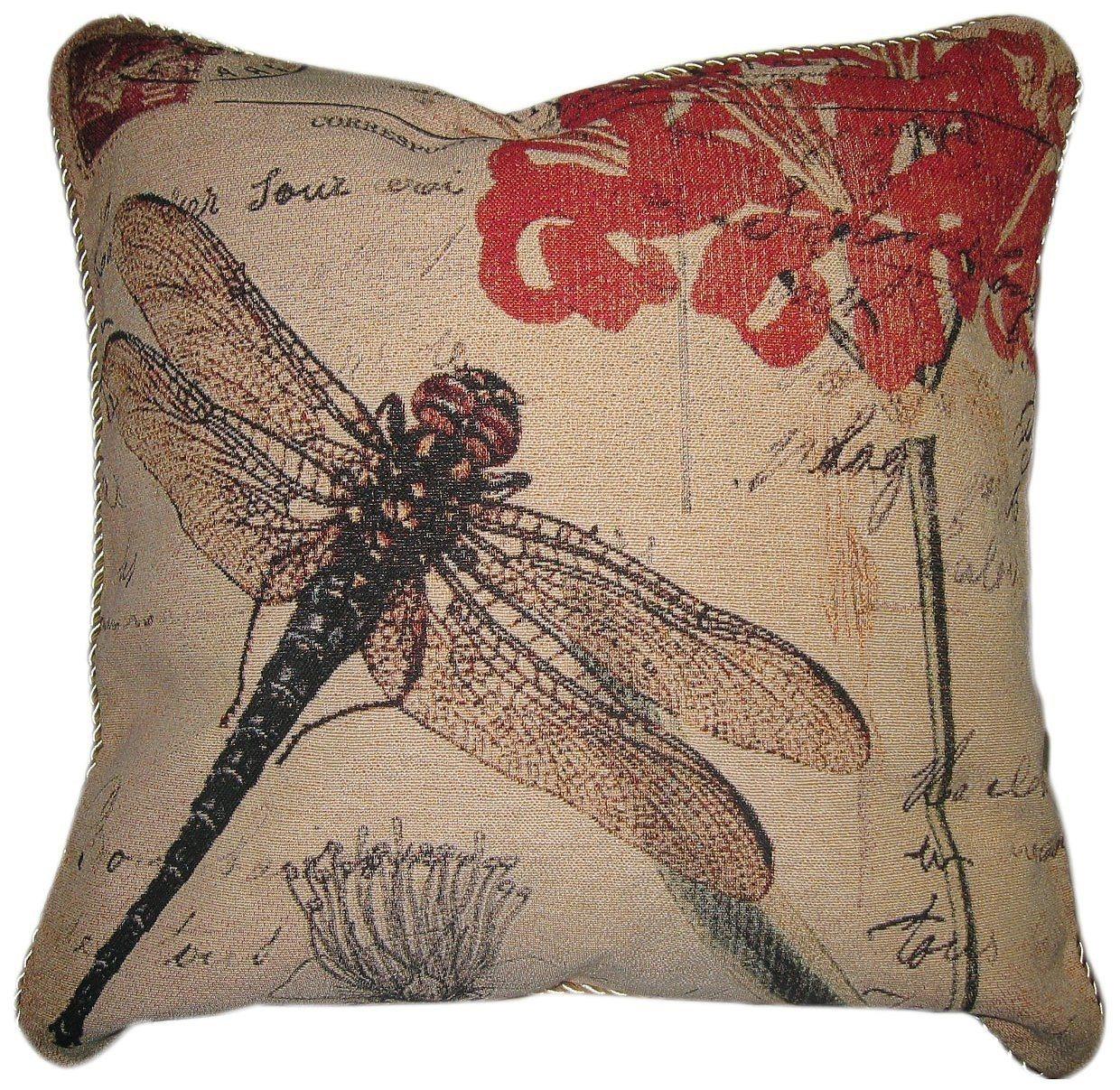 Dragonfly Dreams Throw Pillow Cover Insect Pattern 18 Inch Cushion