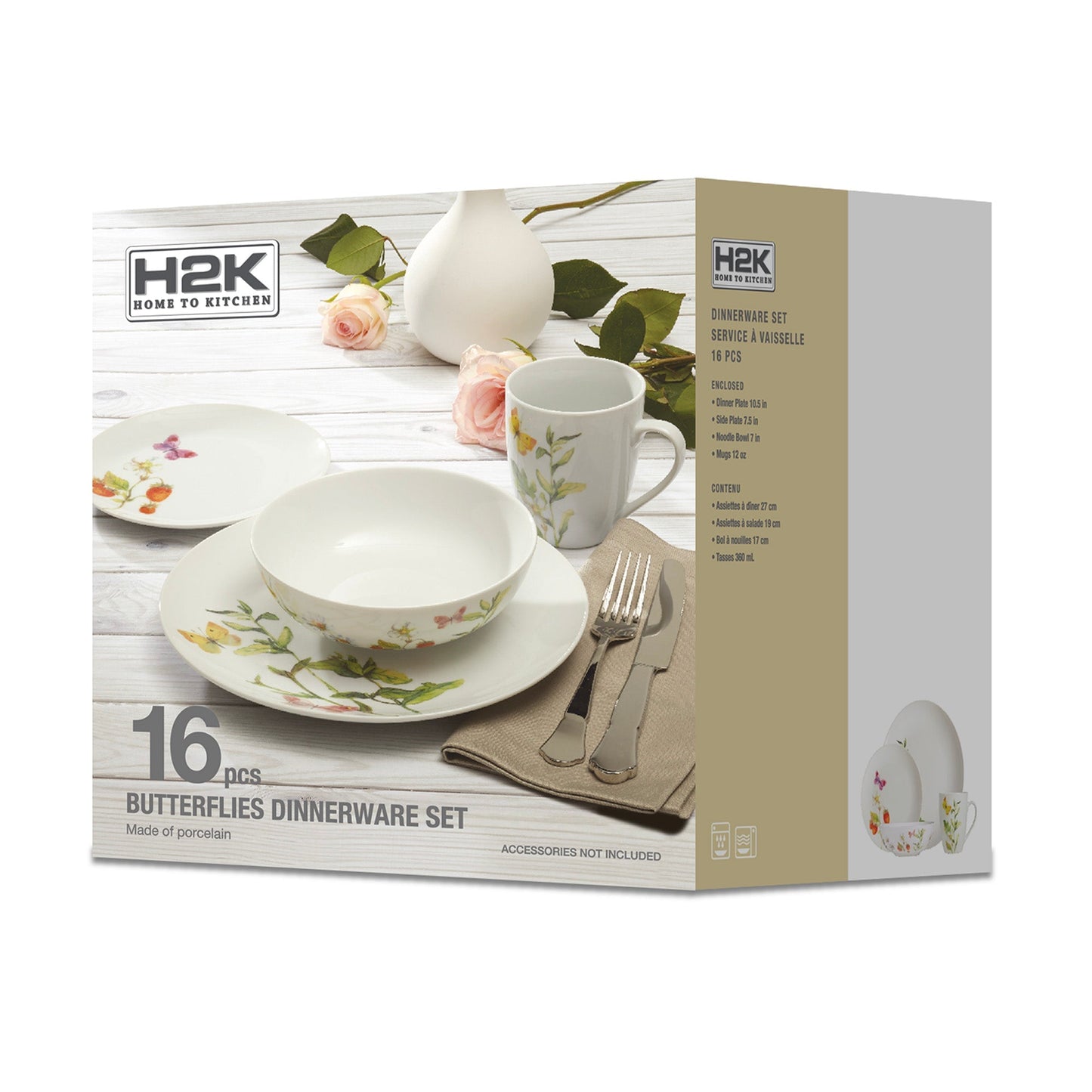 Garden Butterflies Dinnerware Set 16 Piece Service For Four