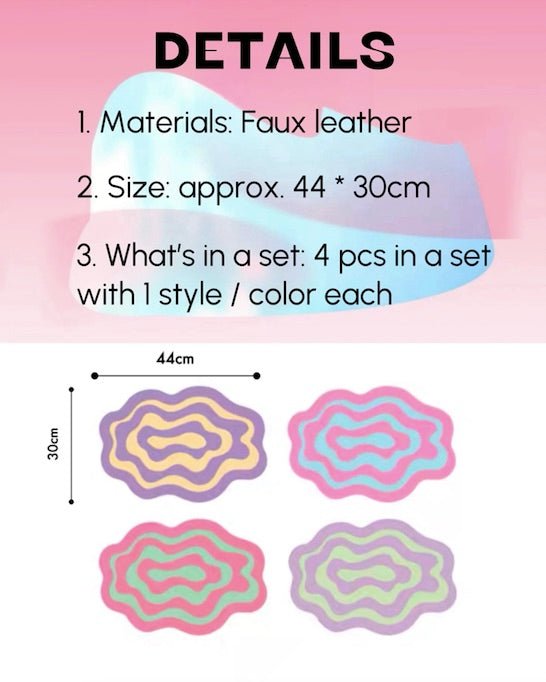 Dopamine Delight Faux Leather Placemats - Set of 4 for Fun Dining Experiences