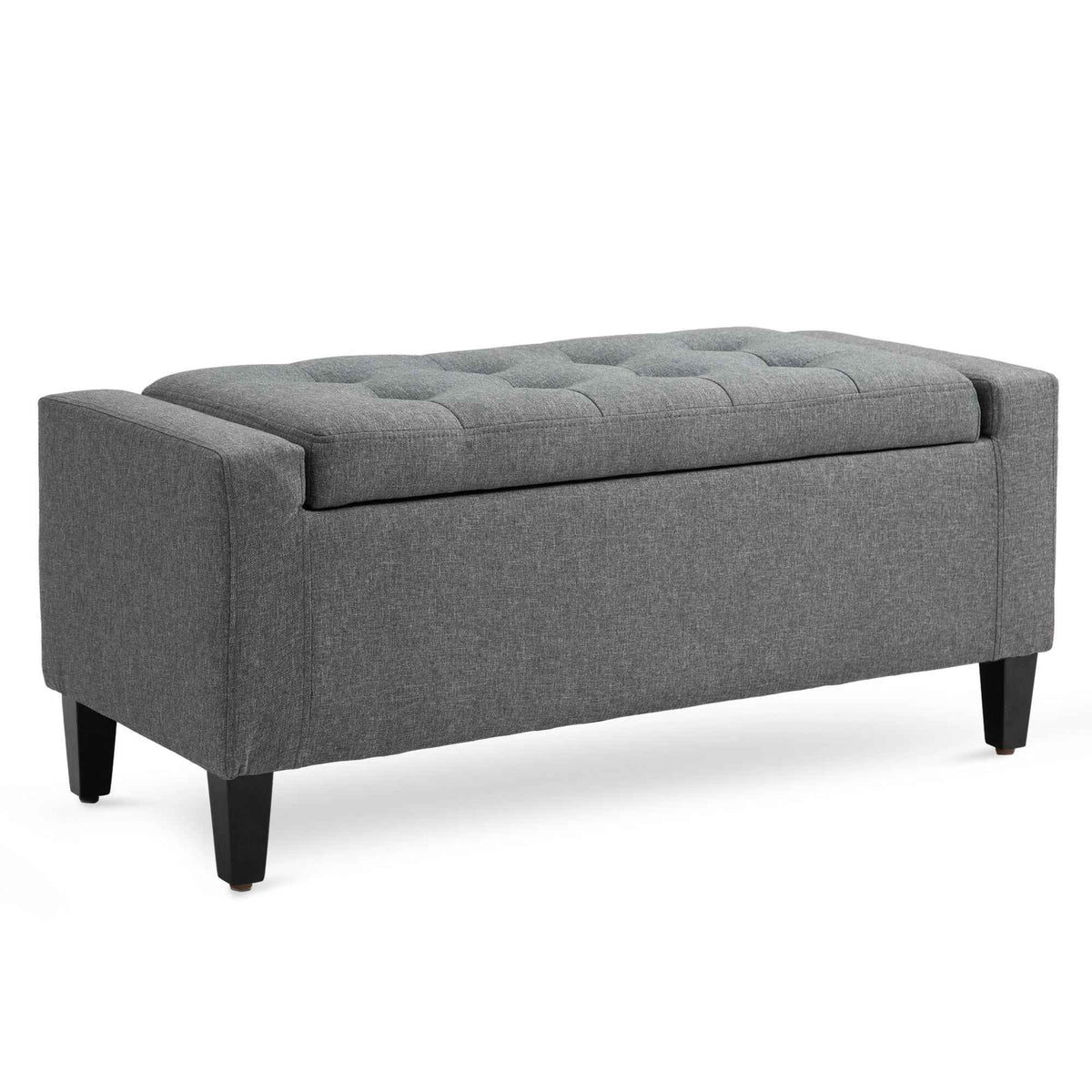 Gray Linen Storage Ottoman: Stylish Organization for Modern Living
