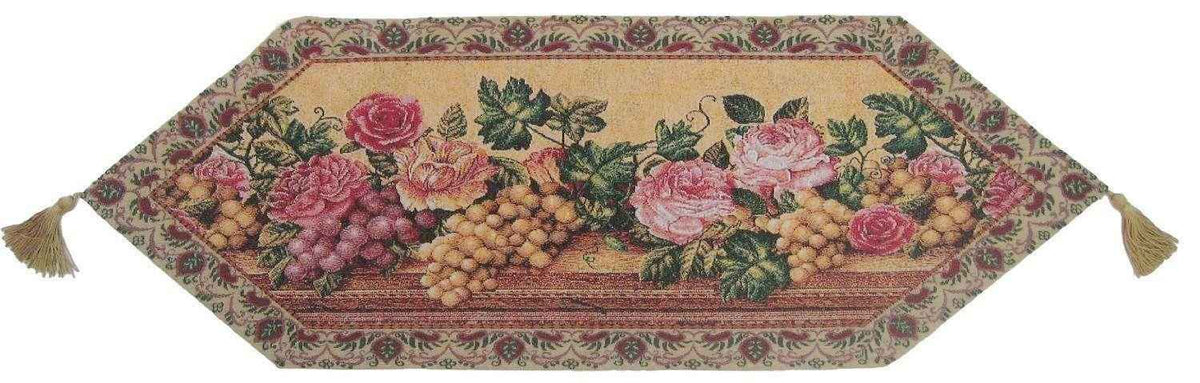 Elegant Floral Tapestry Table Runner with Tassels - 33x95cm for Stunning Home Decor