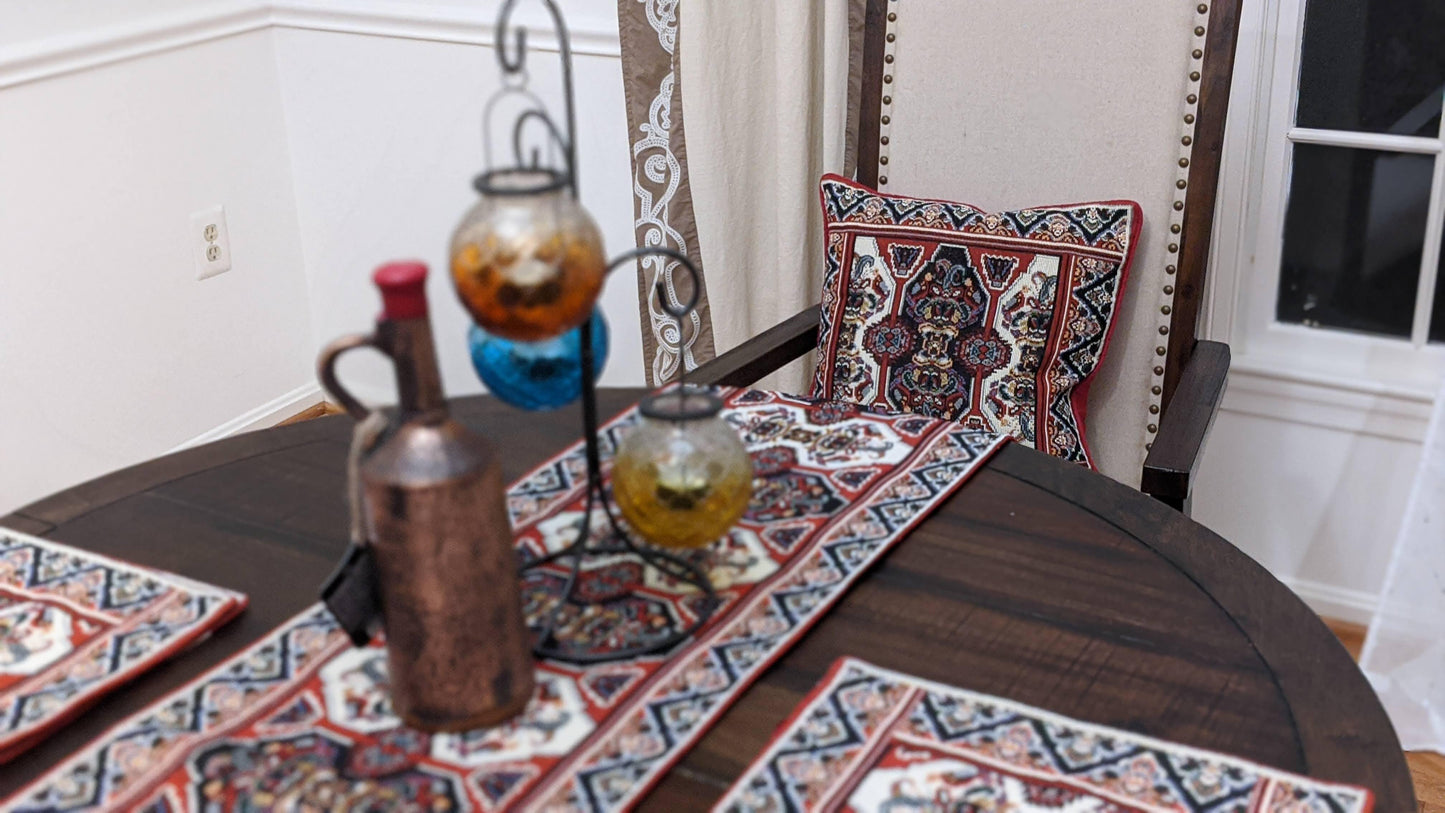 Kilim Red Throw Pillow Covers 16x16 Ornate Tapestry