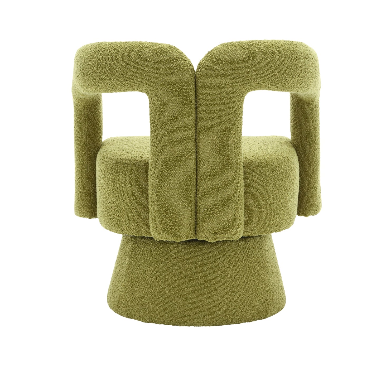 Olive Green Boucle 360-Degree Swivel Cuddle Barrel Chair