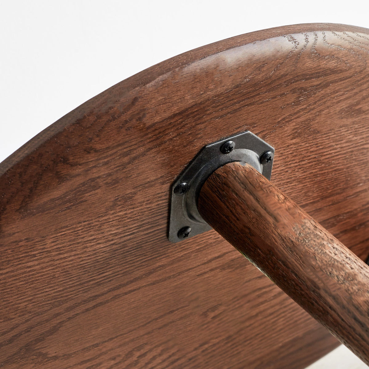 Solid oak mid-century oval side table
