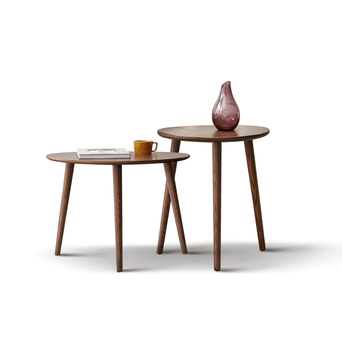 Solid oak mid-century oval side table