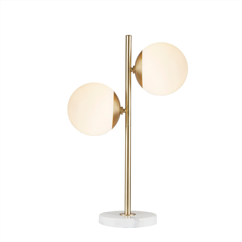 Modern Gold and Marble Table Lamp with Glass Shade