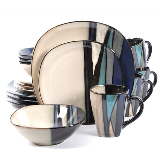 Gibson Elite Althea 16-Piece Teal Dinnerware Set with Contemporary Reactive Glaze Design