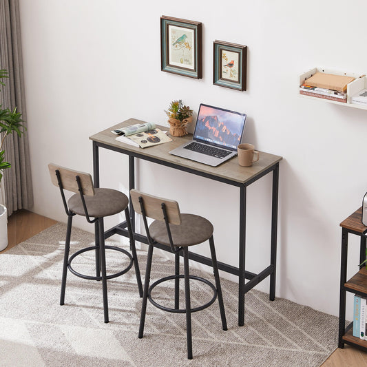 Bar Table Set with 2 Bar stools PU Soft seat with backrest