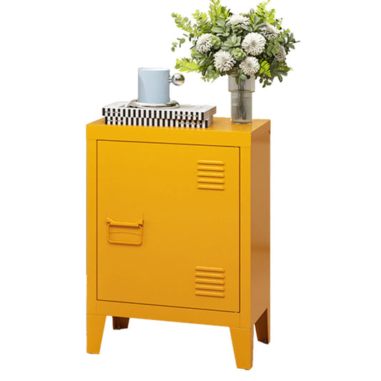 Vibrant Yellow Metal Nightstand - Versatile Bedside Storage Cabinet with Adjustable Shelf, Easy Assembly for Bedroom and Living Room