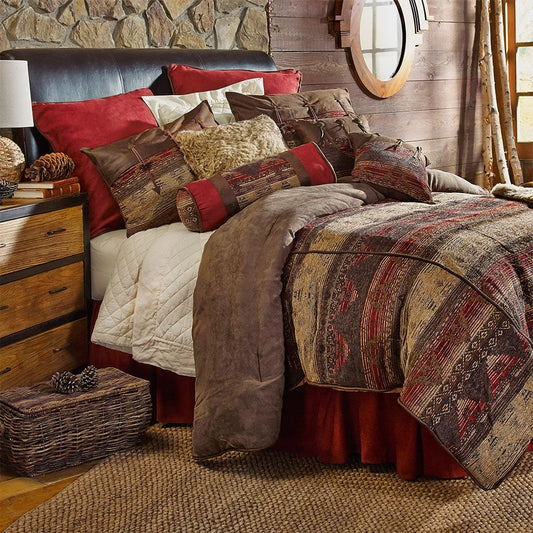 Cozy Sierra Bedding Sets with Southwestern Design and Pillows add vibrant earth tones to your bedroom retreat.