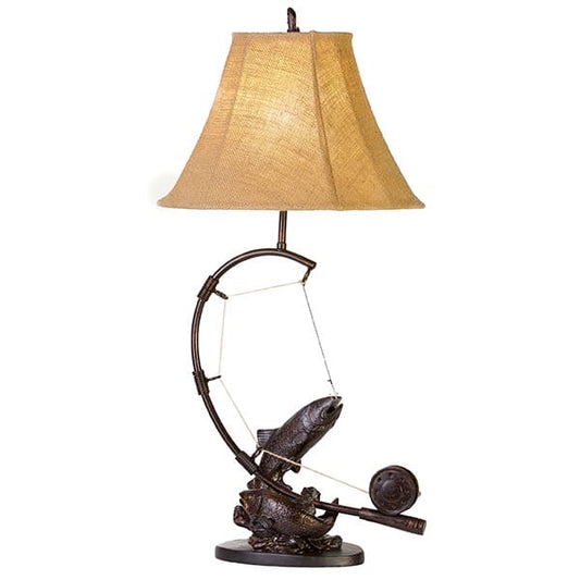 Trout & Rod Rustic Table Lamp