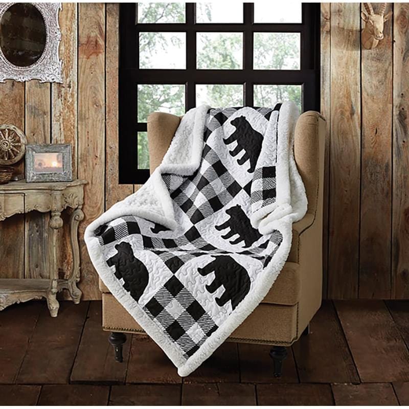 Cozy Black Bear Retreat Sherpa Blanket