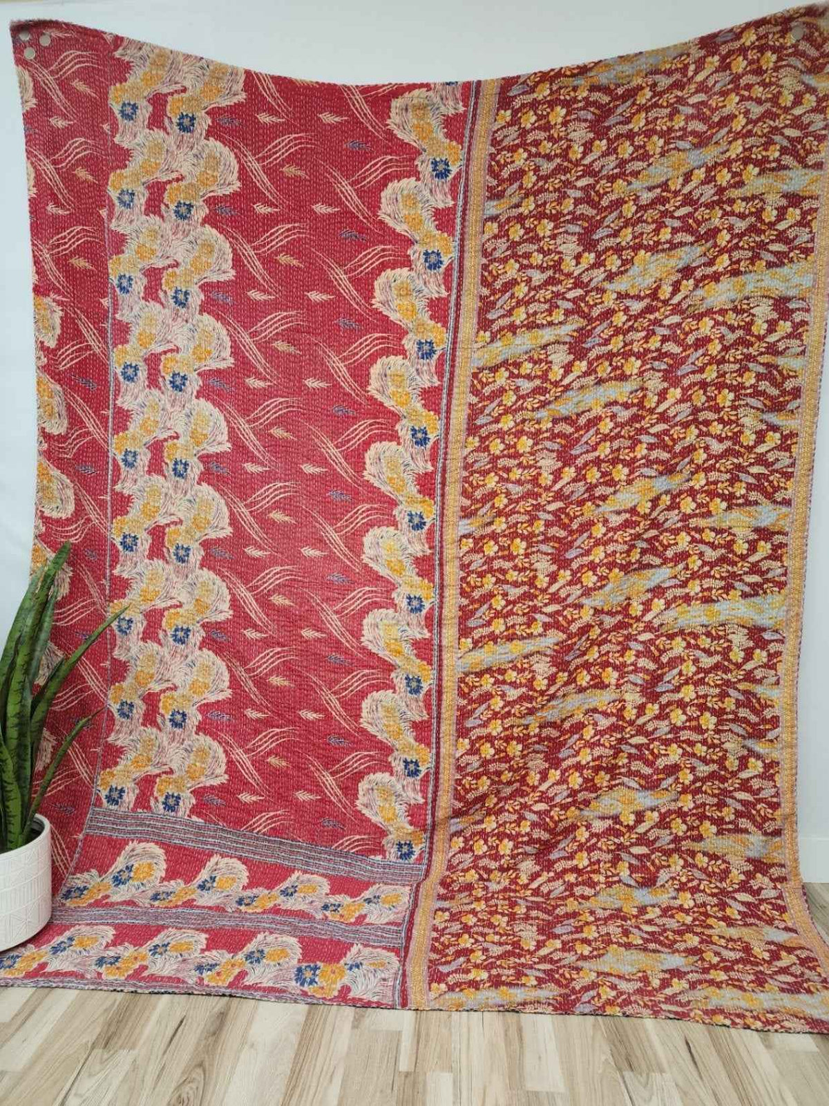 Transform Your Space with Our Hand Stitched Kantha Quilt - King Size Cotton Elegance