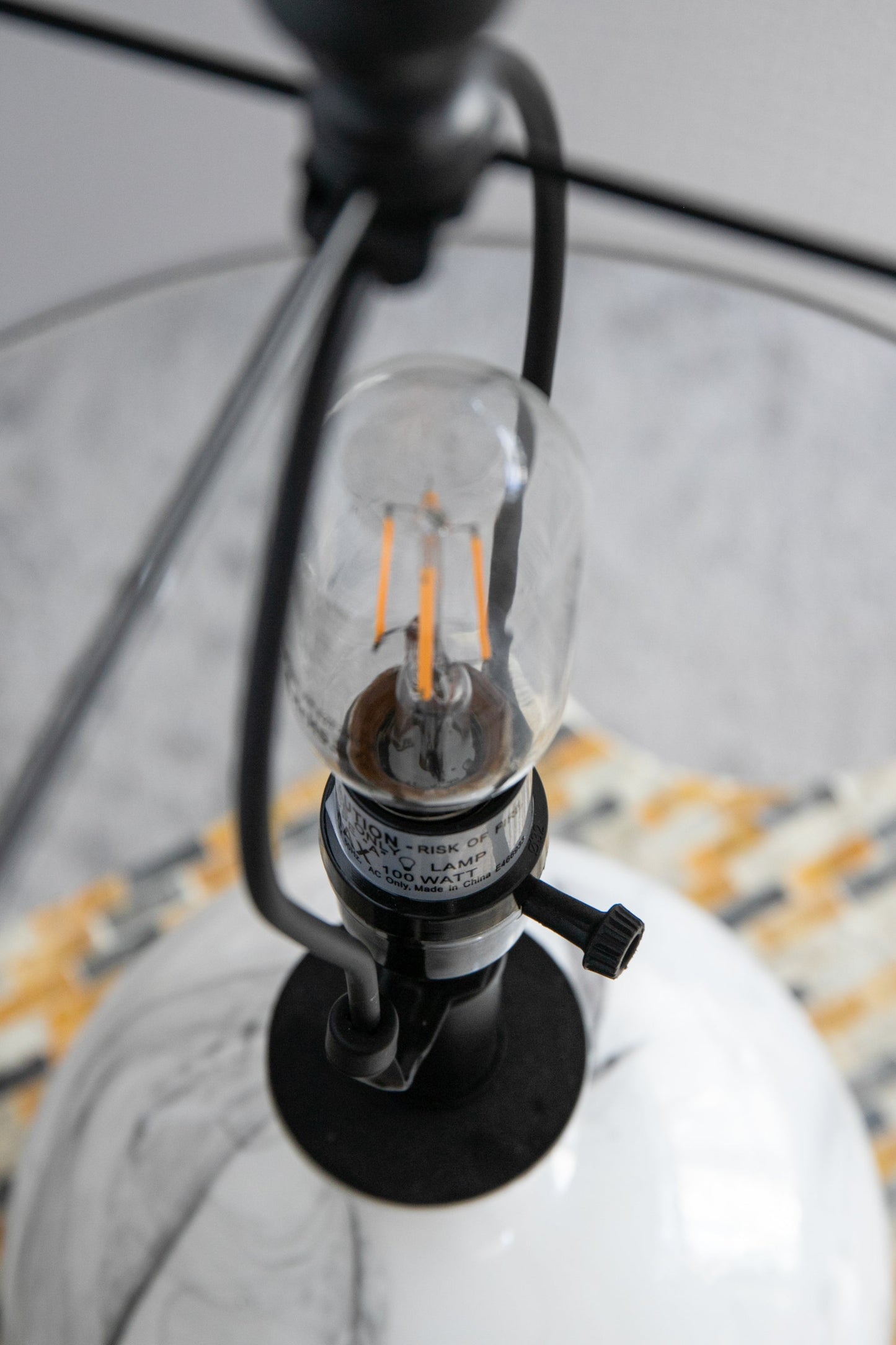 Glass Table Lamp White Gray Modern Decor For Living Room