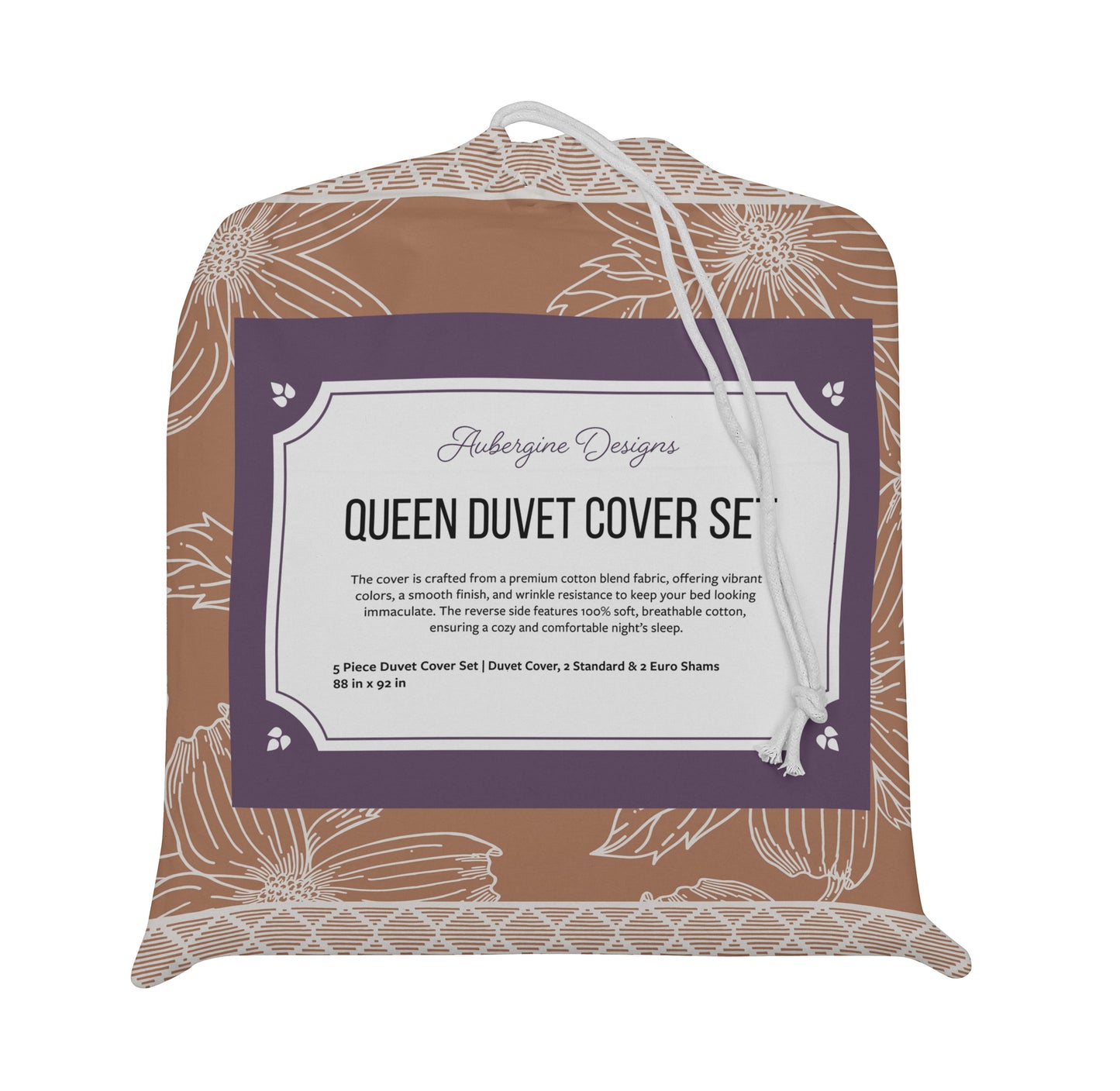 5 Piece Cotton Duvet Cover Set Queen Dogwood Refined