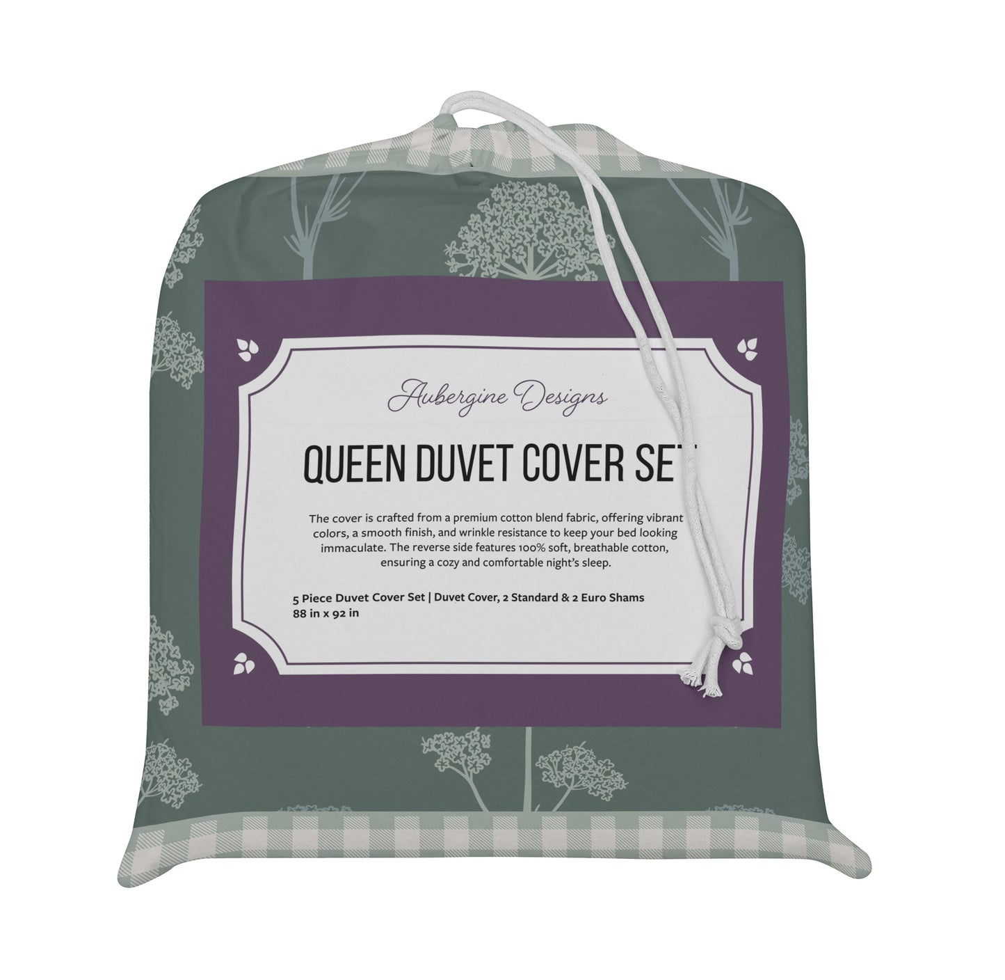 5 Piece Cotton Duvet Cover Set Queen Size Naturally Refined
