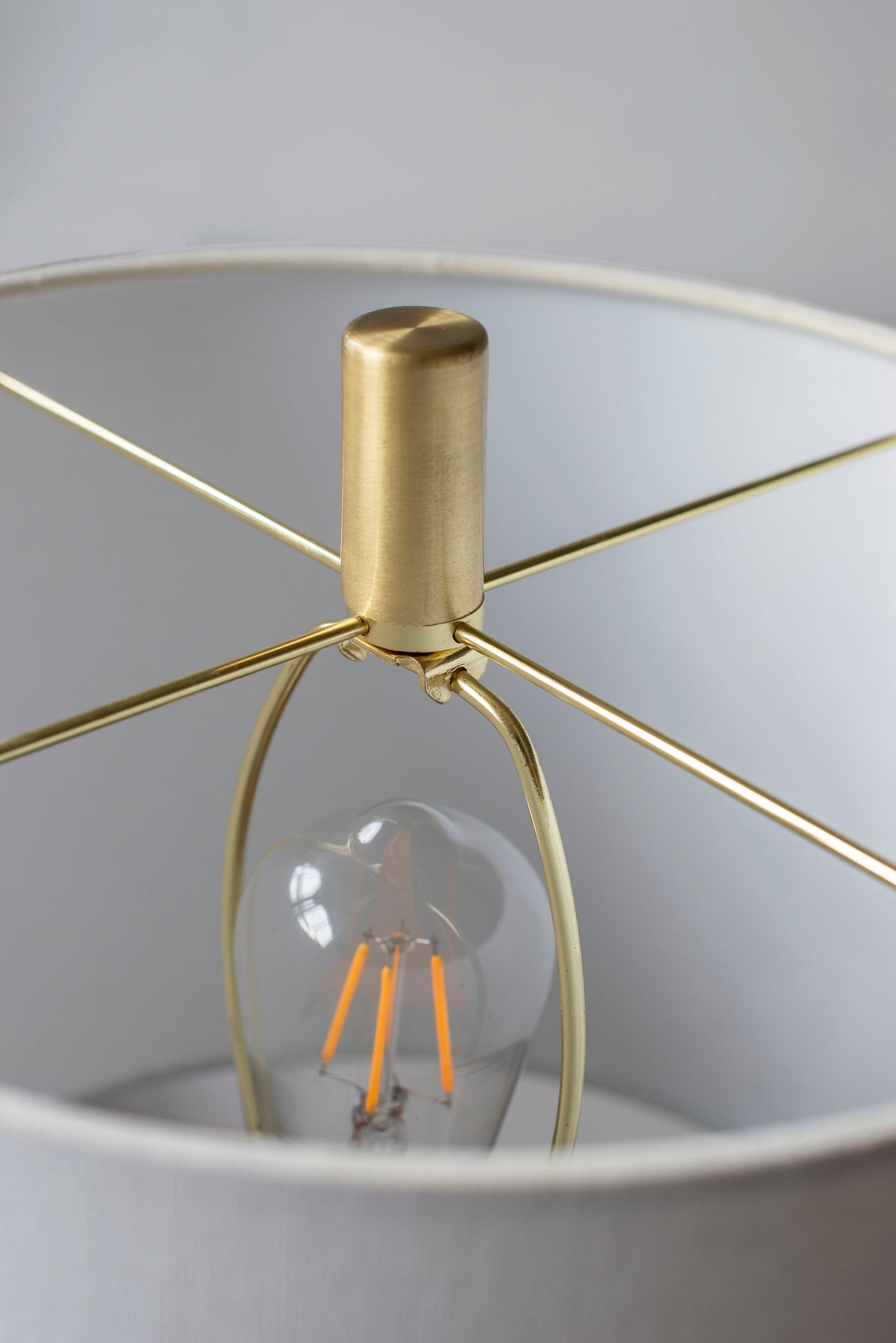 Industrial Cement And Metal Table Lamp White Gold Decor