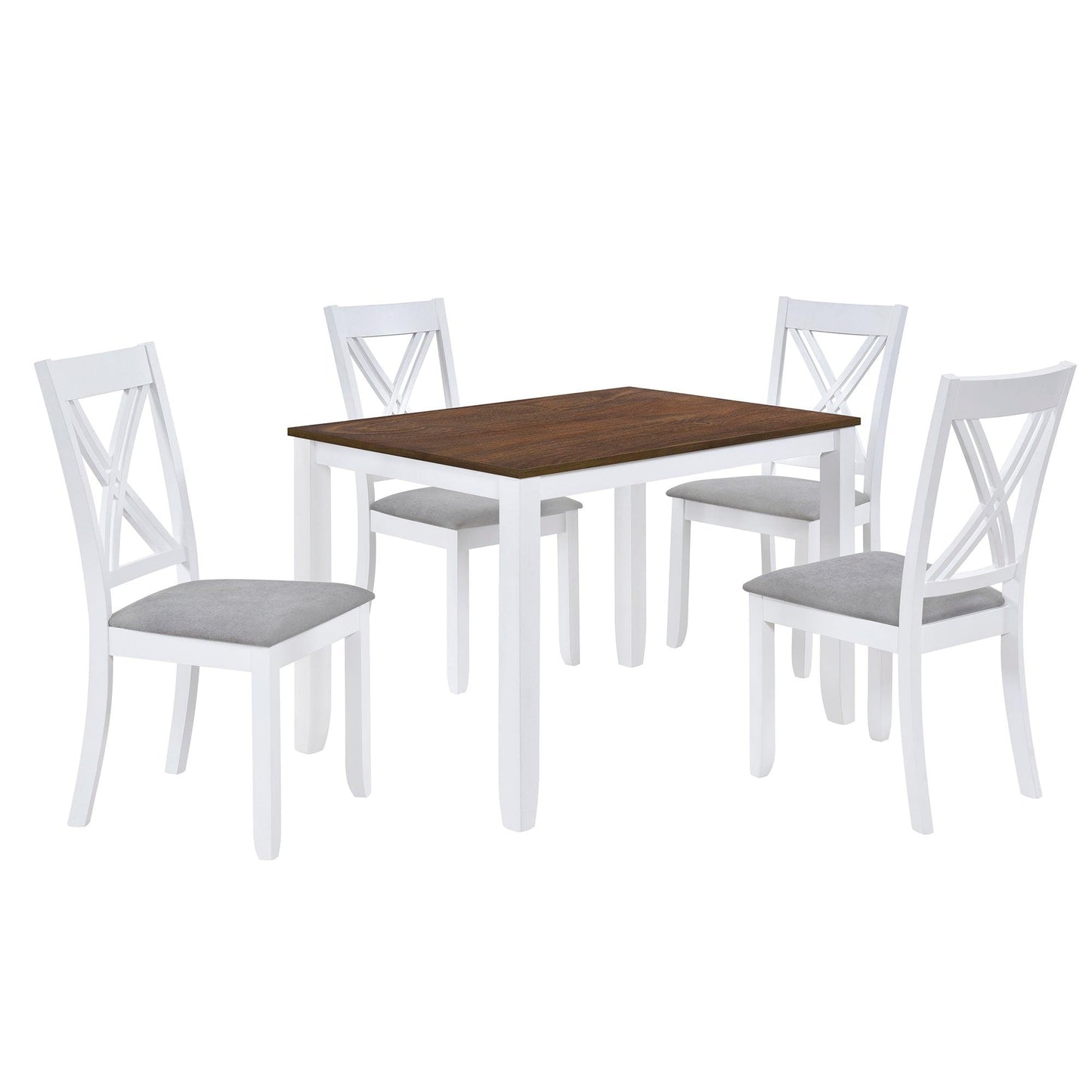 Rustic Minimalist Wood 5-Piece Dining Table Set White