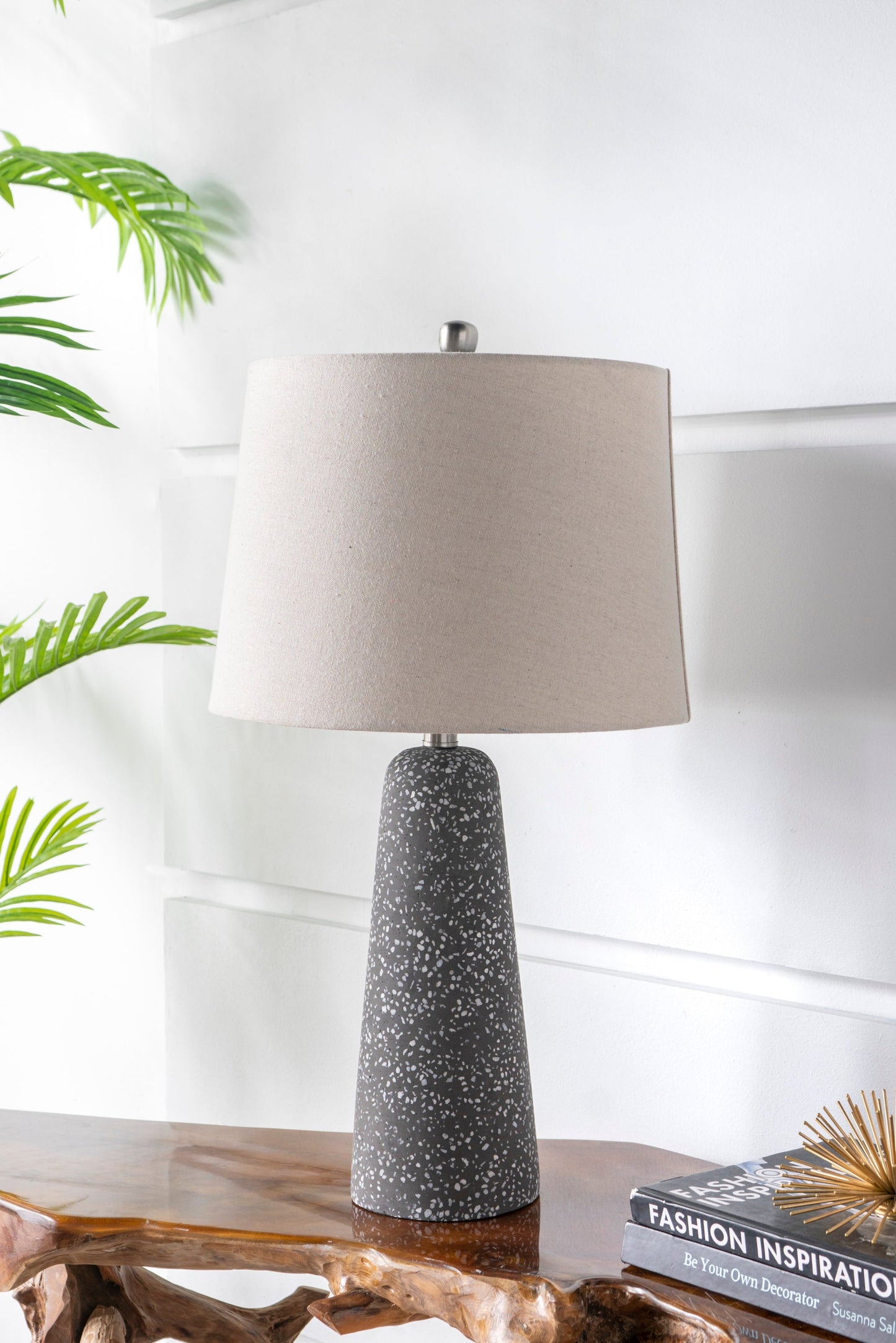 Stone Speckled Cone Table Lamp for Bedroom Nightstand