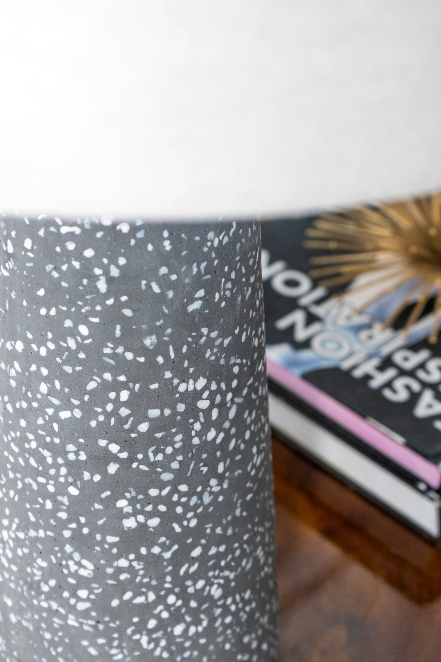 Stone Speckled Cone Table Lamp for Bedroom Nightstand
