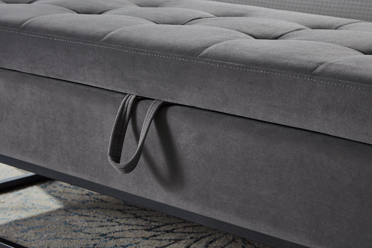 Bed Bench Metal Base with Storage Grey Velvet