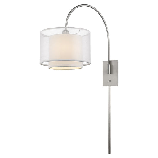 Brella Brushed Nickel Swivel Wall Lamp with Two-Tier Sheer Snow Shade - 12"x44"