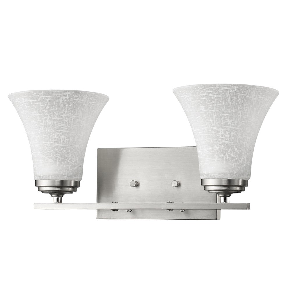 Contemporary Silver Double Wall Sconce with Elegant Tapered Glass Shades | 7.5"x17"