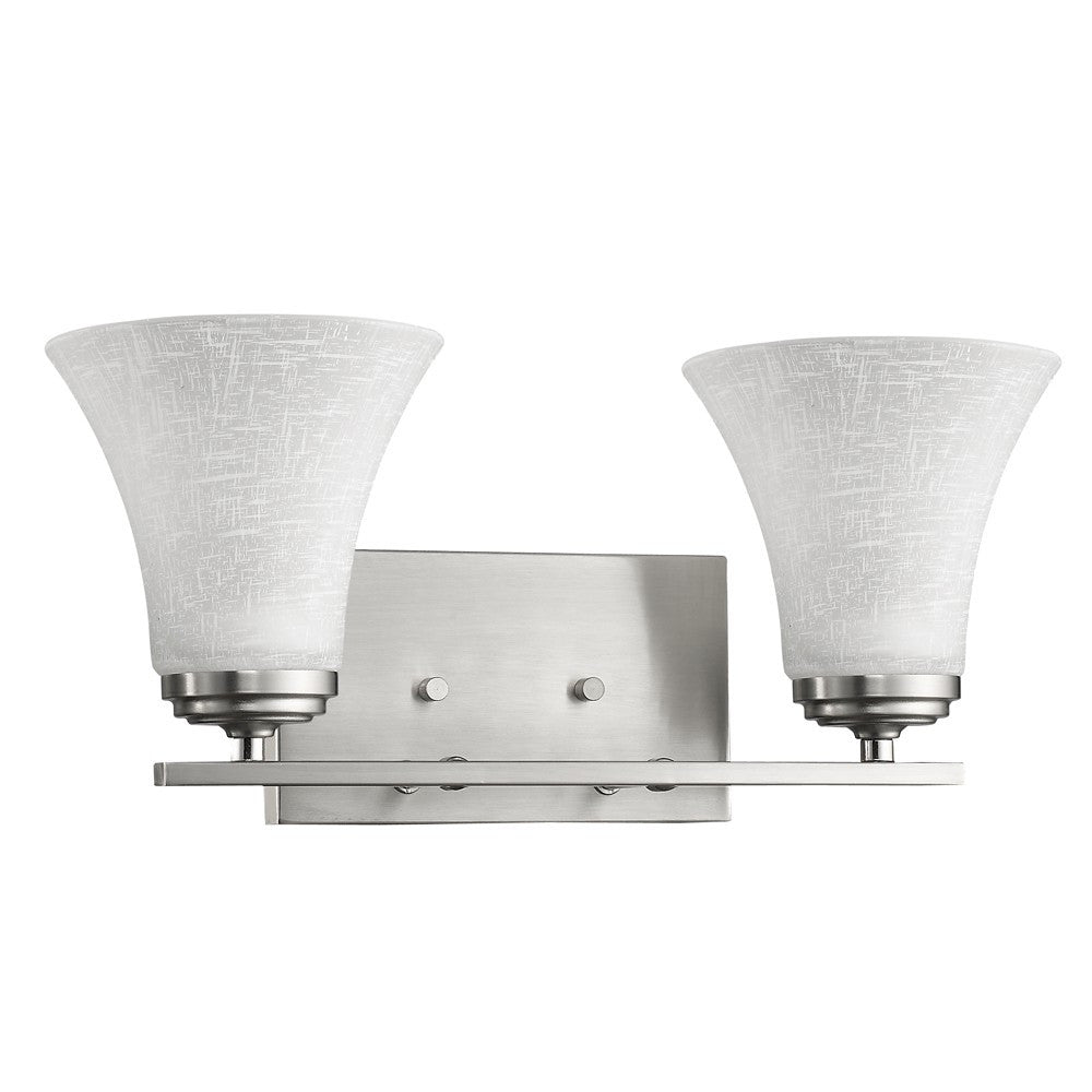 Contemporary Silver Double Wall Sconce with Elegant Tapered Glass Shades | 7.5"x17"