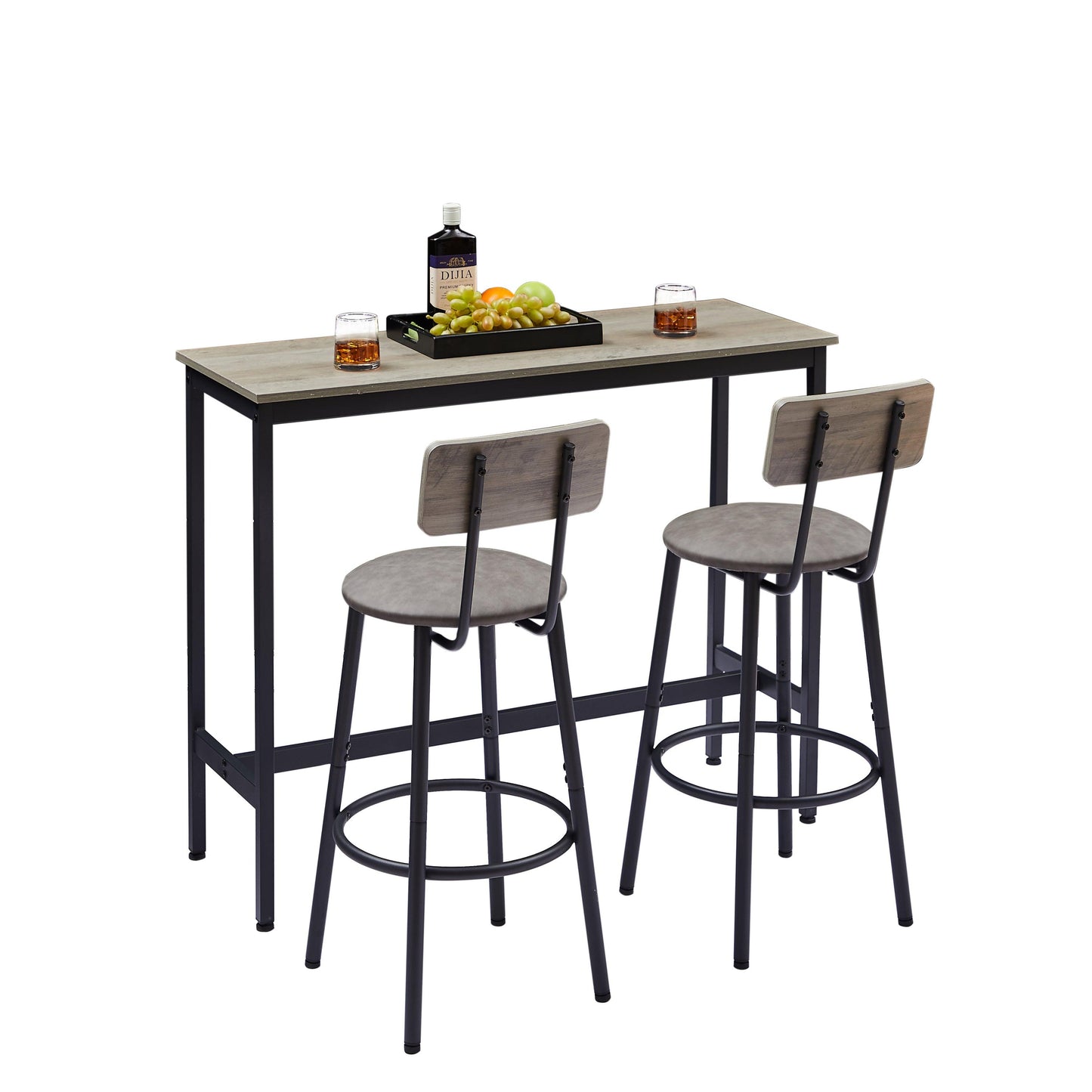 Bar Table Set with 2 Bar stools PU Soft seat with backrest