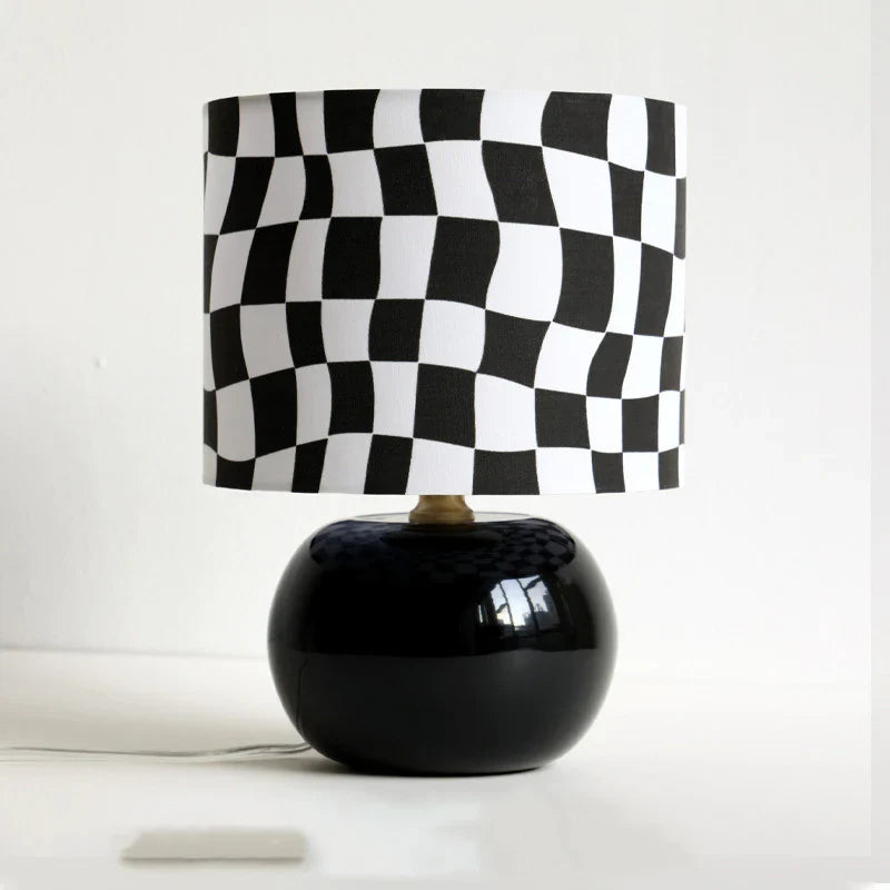 Retro Checkered Ceramic Table Lamp