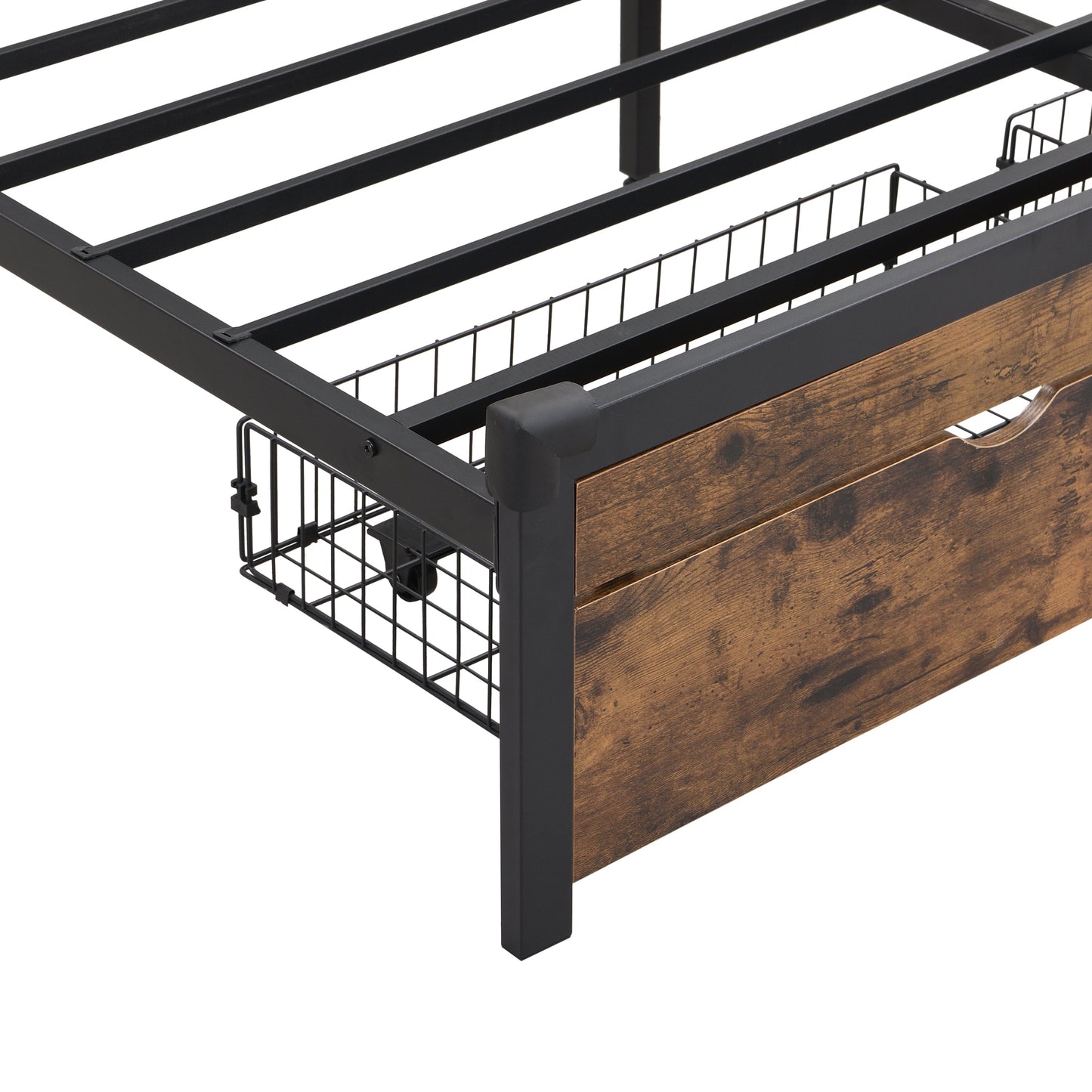 King Size Metal Platform Bed Frame with USB Charging Station