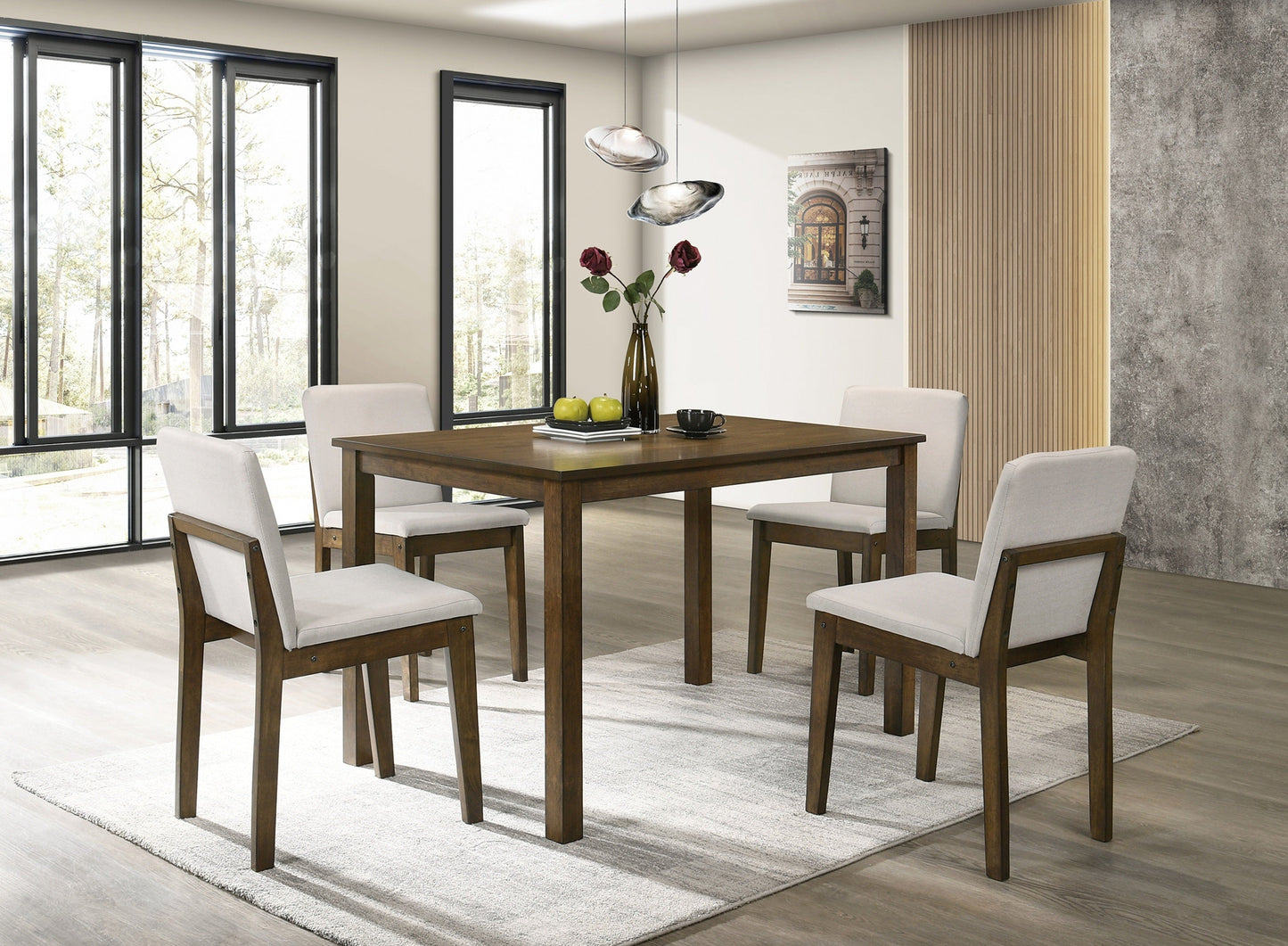 Dark Walnut Finish 5pc Dining Room Set