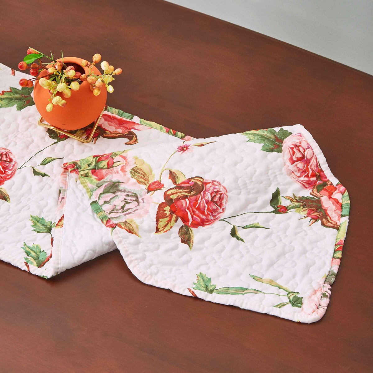 Elevate Your Dining Experience with Our Floral Quilted Table Runner