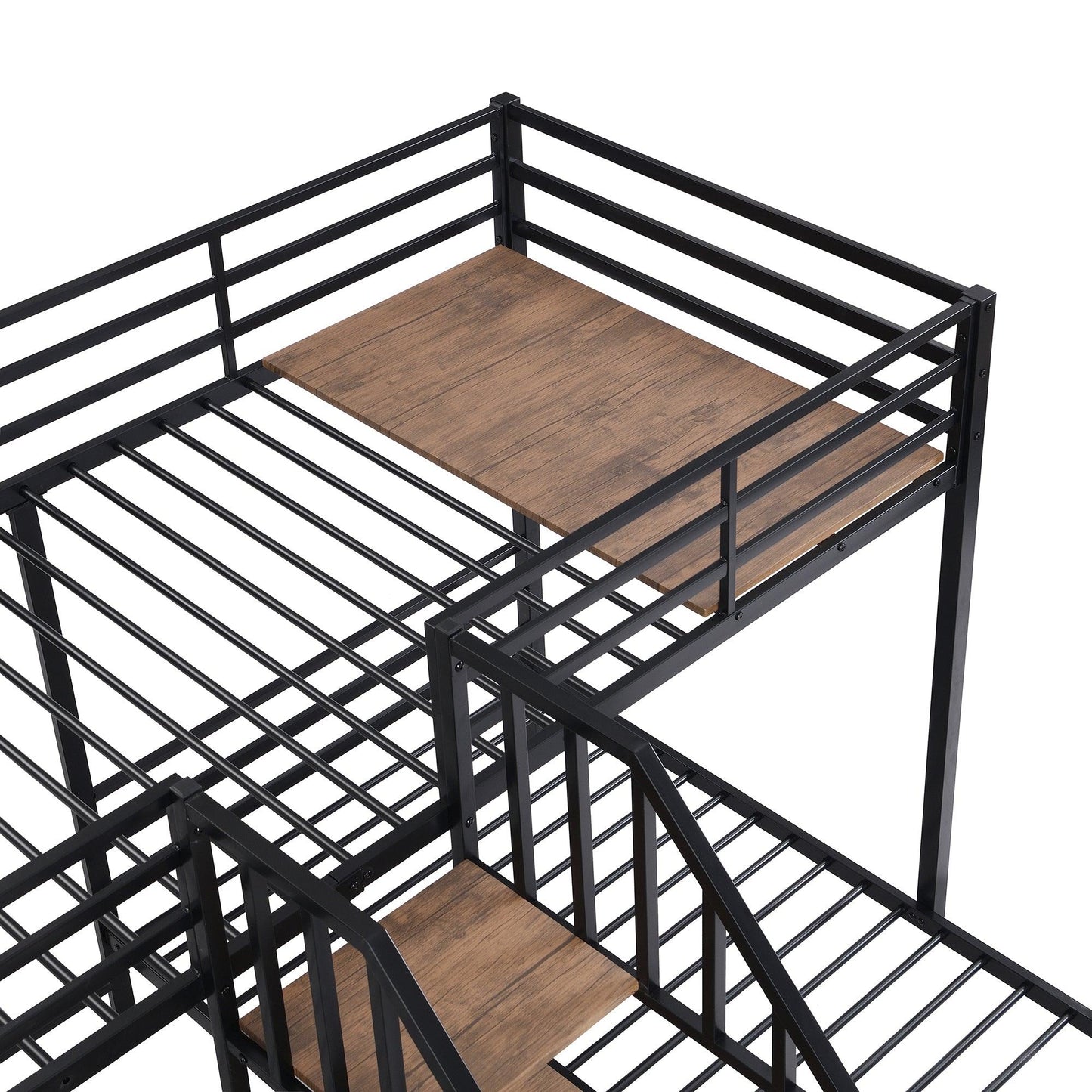 Metal Twin Over Twin & Twin Bunk Bed With Storage Shelves