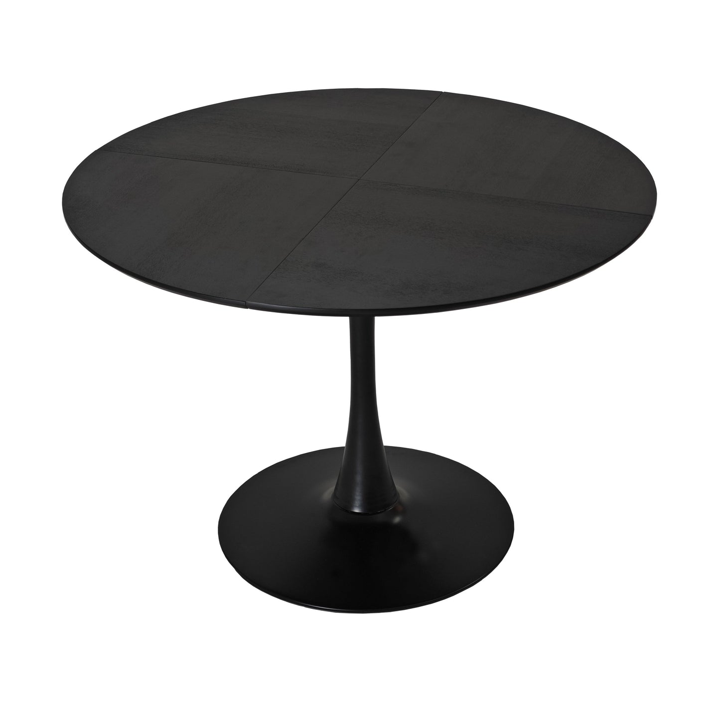 Compact 47-Inch Black Tulip Dining Table Set with 2 Gray Chairs for Small Spaces