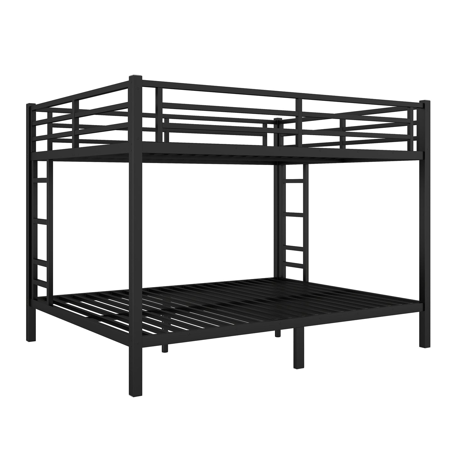 Metal Queen Over Queen Bunk Bed for Teens and Adults Black