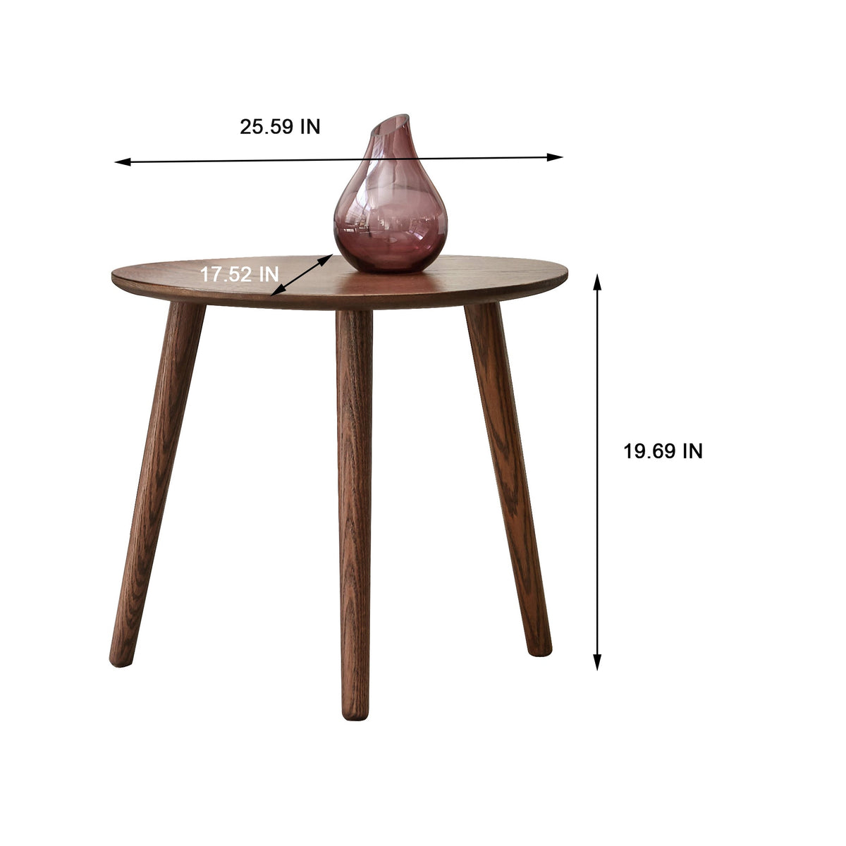 Solid oak mid-century oval side table