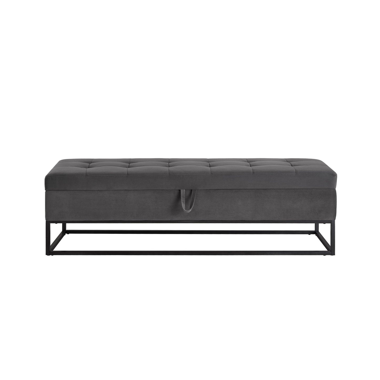 Bed Bench Metal Base with Storage Grey Velvet