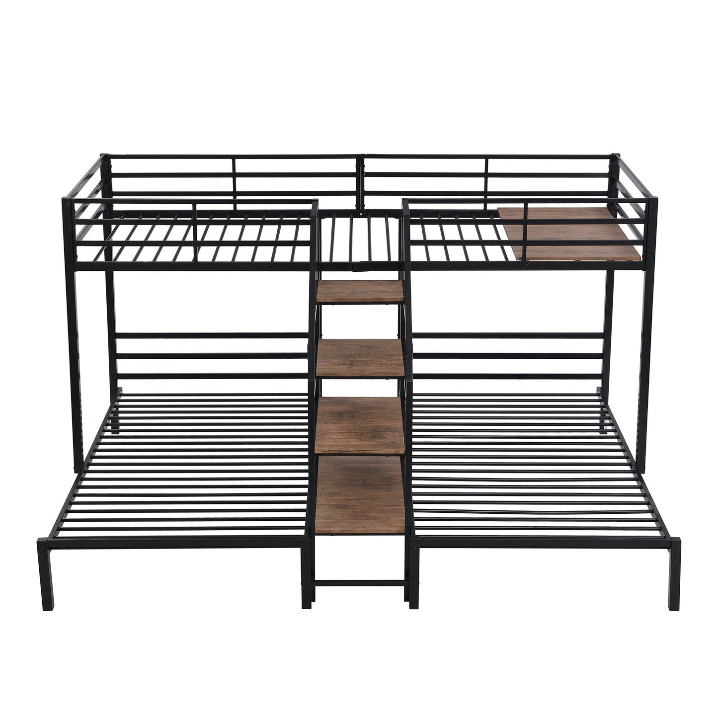 Metal Twin Over Twin & Twin Bunk Bed With Storage Shelves