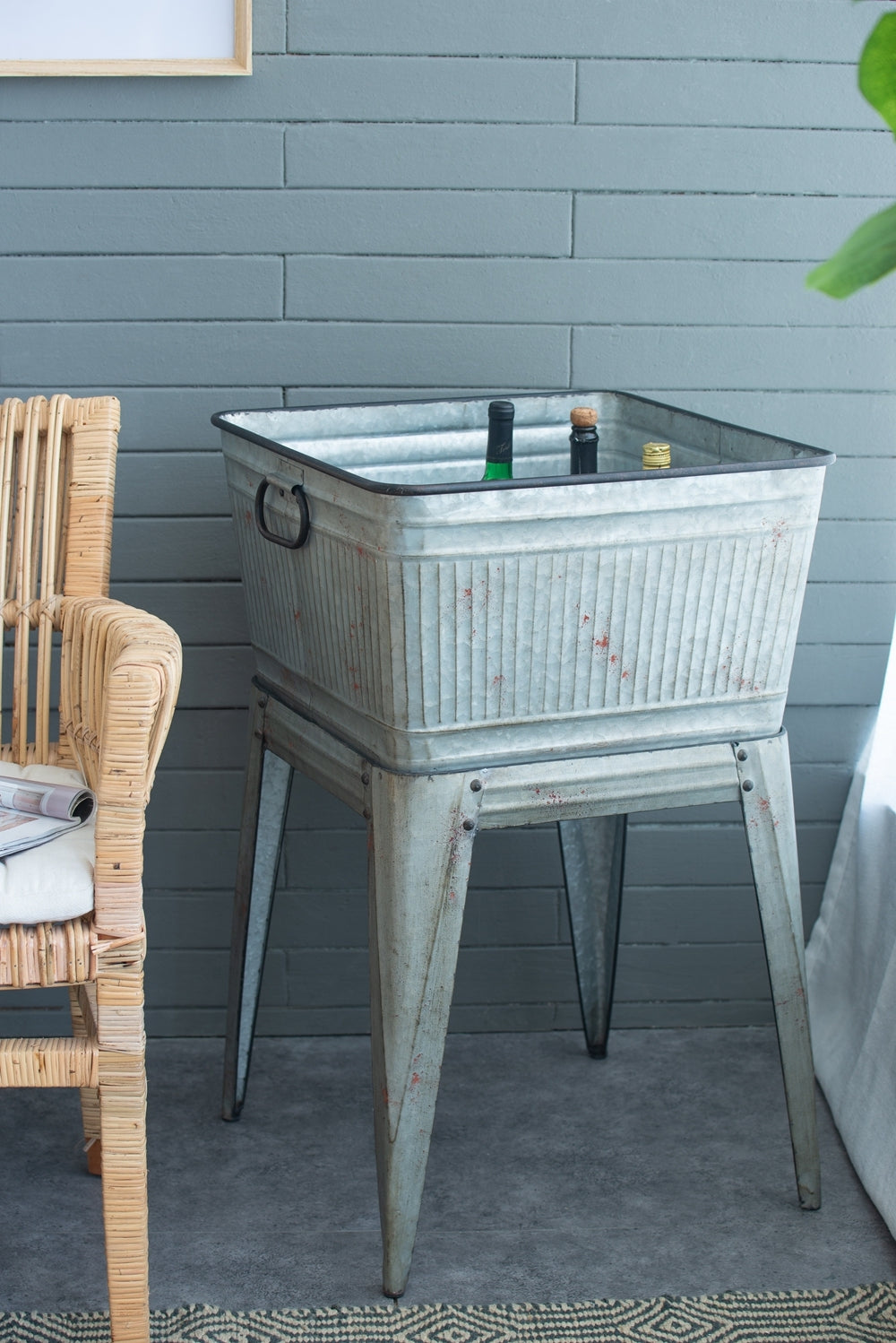 Galvanized Tub On Stand Plant Pot Holder For Gardeners