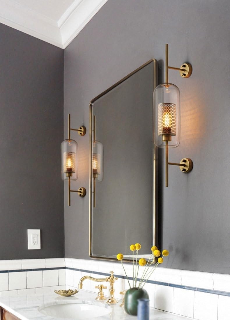 Bronze retro industrial glass ball wall lamp sconce