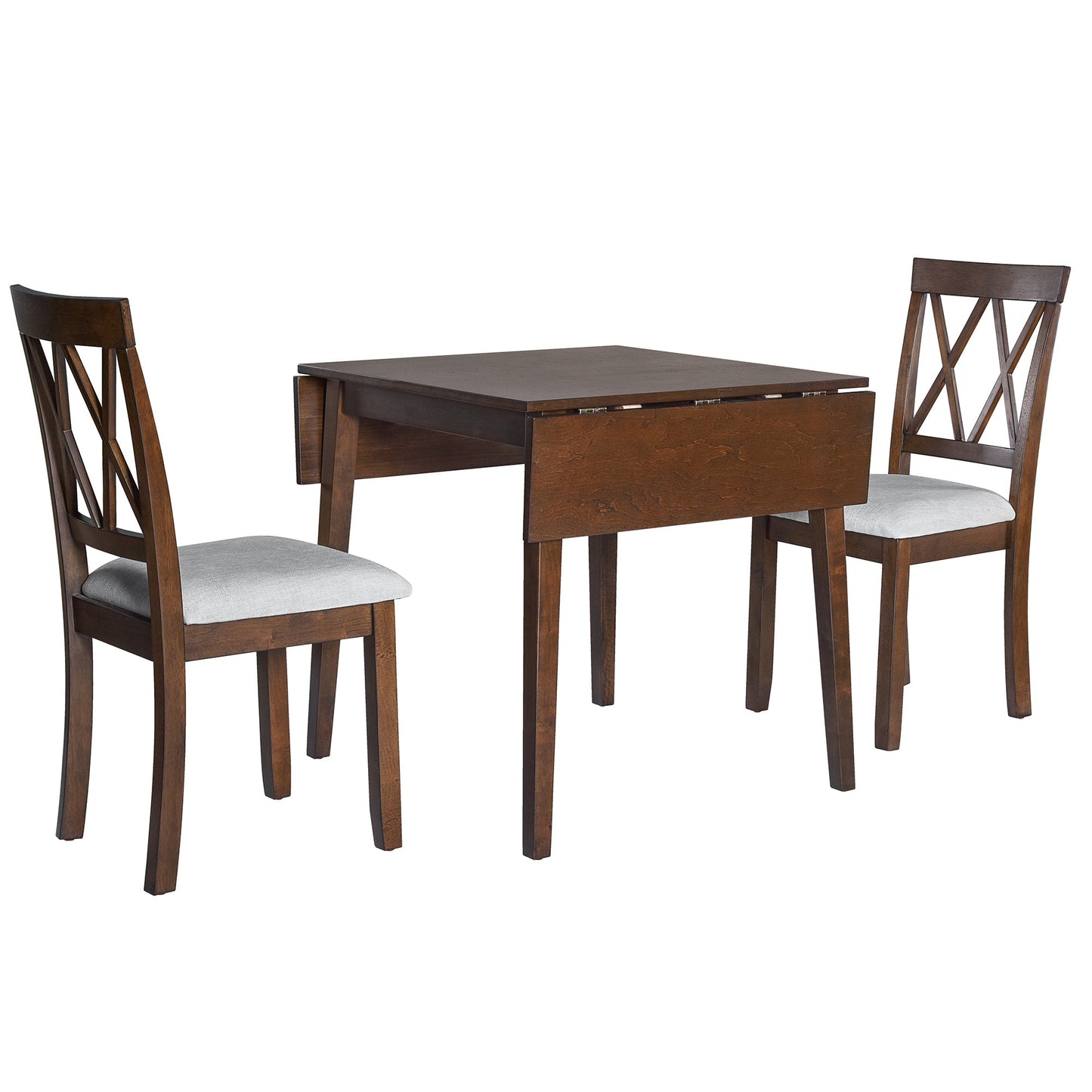 3 Piece Kitchen Dining Set with Drop Leaf Table and 2 Chairs