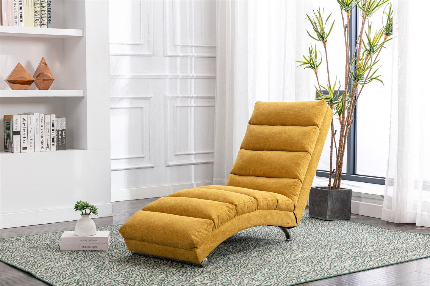 Modern Massage Chaise Lounge with Curved Backrest and Storage Pocket