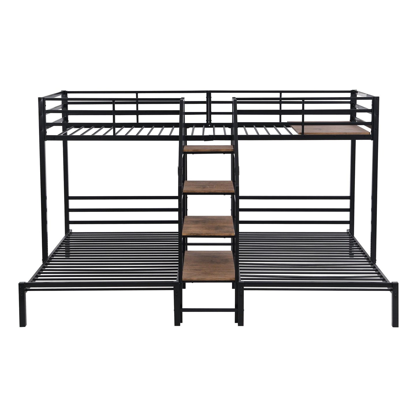 Metal Twin Over Twin & Twin Bunk Bed With Storage Shelves