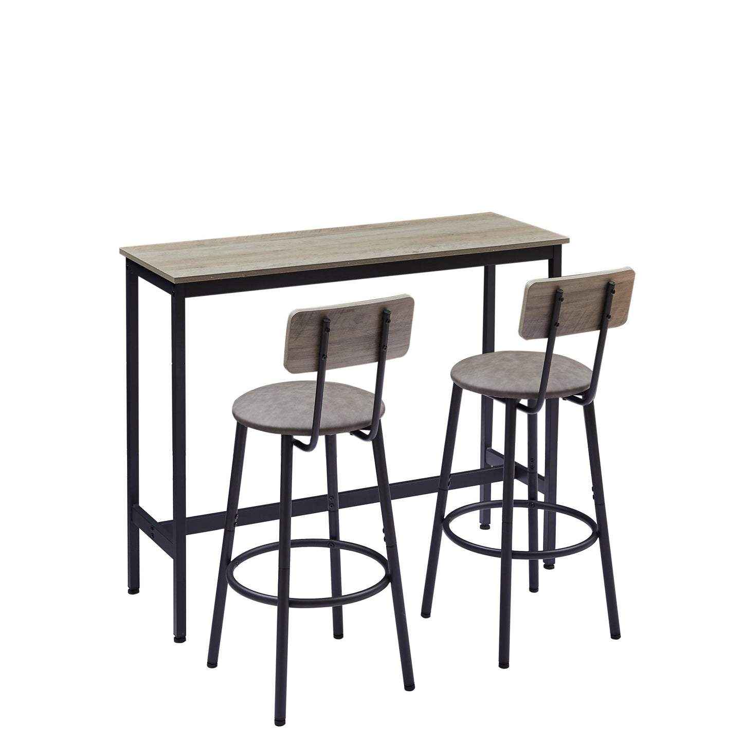 Bar Table Set with 2 Bar stools PU Soft seat with backrest