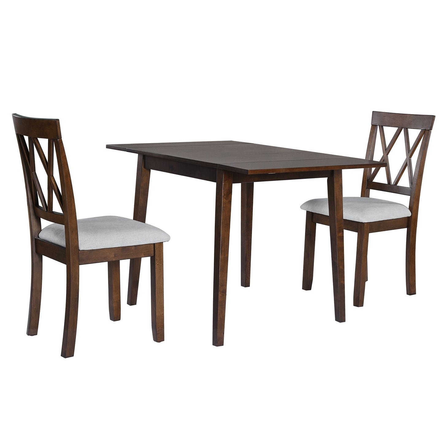 3 Piece Kitchen Dining Set with Drop Leaf Table and 2 Chairs